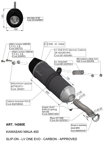 Pô Leovince One Evo Kawasaki Ninja400 - Slip On