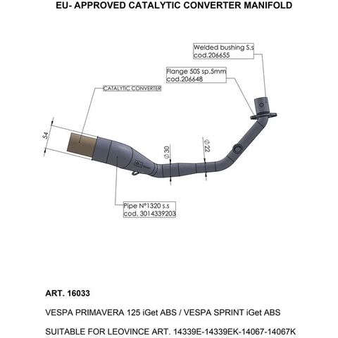 Pô Leovince Vespa 125/150 Sprint/Primavera iGet - Full Kit Nero - 14067