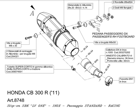Leovince  SBK LV ONE CB 300R ev.INOX 8748