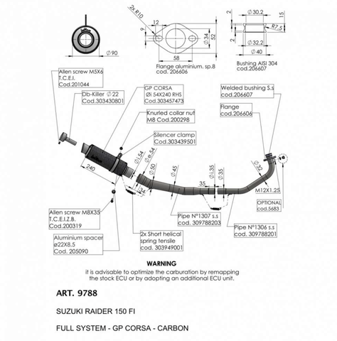 Pô Leovince Suzuki Raider 150Fi 150 cổ 2 khúc inox (lon bóng) 9788