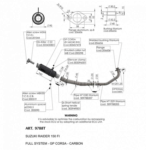 Pô Leovince Suzuki Raider 150Fi 150 cổ 2 khúc Titan (lon bóng) 9788T