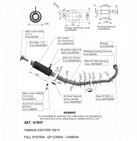 Pô Leovince Yamaha Excite 150 cổ 2 khúc Titan (lon bóng) 9784T