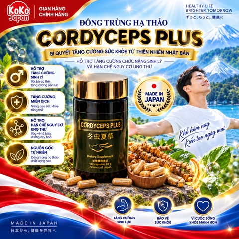 Đông Trùng Hạ Thảo Cordyceps Plus Hỗ Trợ Chống Lão Hoá & Bảo Vệ Sức Khoẻ Hộp 60 Viên