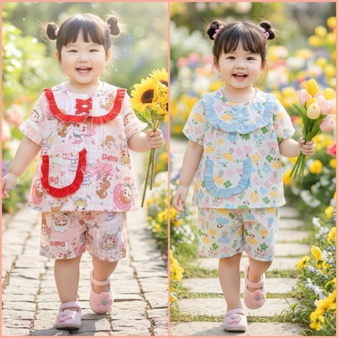 bé gái - tay ngắn quần lửng lớn