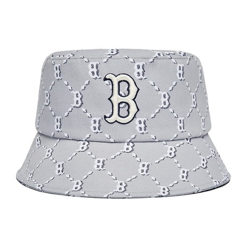 Mũ MLB Monogram Diamond Bucket Hat Boston Red Sox  Màu Xám