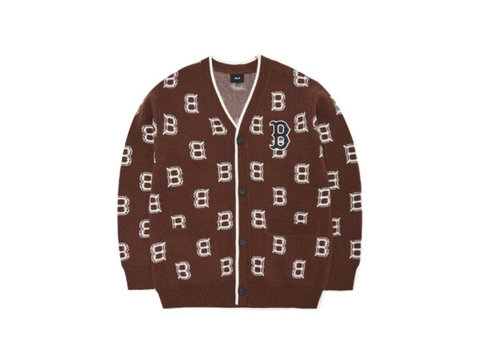 ÁO LEN MLB CLASSIC MONOGRAM CARDIGAN BOSTON REDSOX BROWN