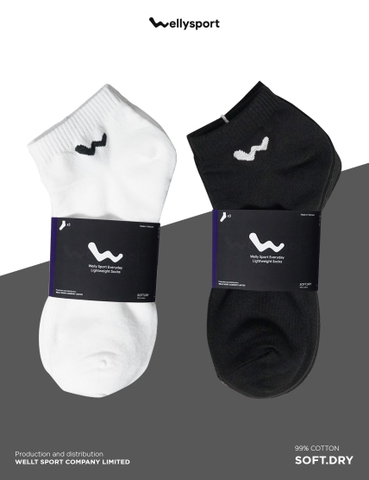 Tất Thể Thao Cổ Thấp, Màu Đen, Tất Nam Nữ Dệt Kim Cao Cấp, Welly Sport, Mã TAT02