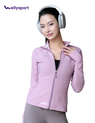 Áo Khoác Thun Gân, Màu Tím, Welly Sport, Mã ATGT