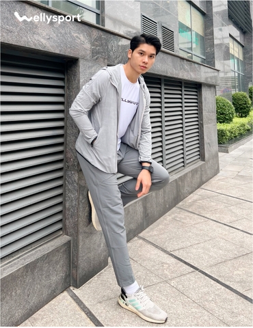 Áo Khoác Nam Running Jacket, Màu Xám Chấm, Welly Sport, Mã AKN02