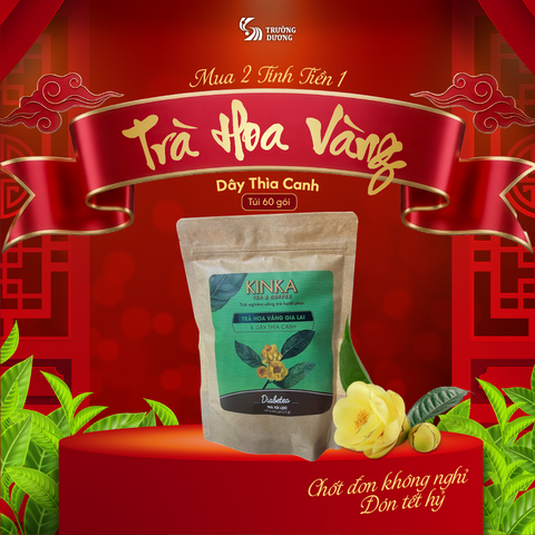DIABETEA | Trà Hoa Vàng Gia Lai & Dây Thìa Canh 120g (60 gói x 2g)| Túi tiết kiệm