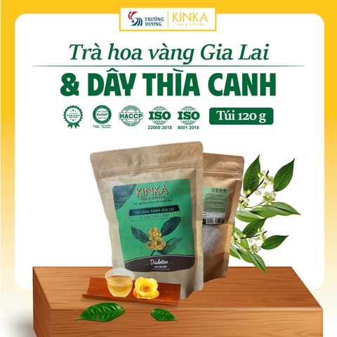 DIABETEA | Trà Hoa Vàng Gia Lai & Dây Thìa Canh 120g (60 gói x 2g)| Túi tiết kiệm