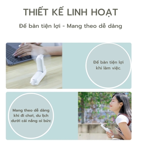 Quạt mini cầm tay TEKKIN TI-218 pin 2000mah 3 tốc độ gió kiêm dự phòng, gập gọn bỏ túi