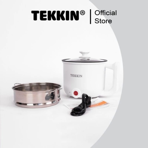 Nồi Lẩu Điện Mini Đa Năng 2 Tầng TEKKIN TI-28A 1.8L Lòng Nồi Chống Dính Lẩu Chiên Xào BH 12 Tháng