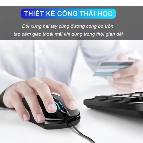 Chuột máy tính chơi game TEKKIN INPHIC PB1 bản có dây DPI 3600 thiết kế công thái học phù hợp cả gaming và làm việc