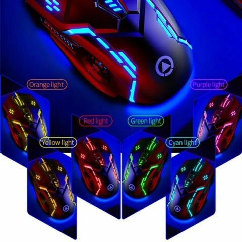 Chuột Gaming Máy Tính TEKKIN V5 PRO LED đổi màu Có Dây màu cực đẹp chuyên game, chỉnh được dpi