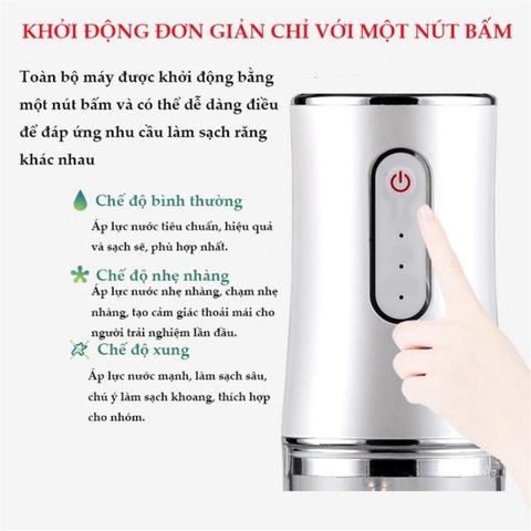 Máy Tăm Nước Cầm Tay TEKKIN TI-1025 Vệ Sinh Răng Miệng Sạc Pin Chống Thấm Nước