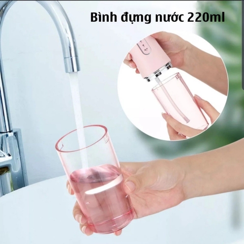 Máy Tăm Nước Cầm Tay TEKKIN TI-1025 Vệ Sinh Răng Miệng Sạc Pin Chống Thấm Nước