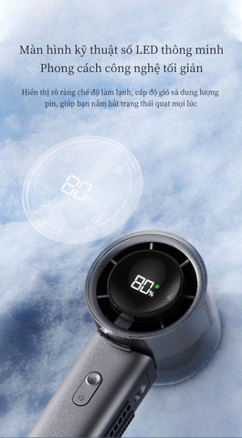 Quạt Điện Mini Cầm Tay Sò Lạnh Thân Quạt Làm Lạnh Lòng Bàn Tay TEKKIN F568 pin 4500mah dùng 10h LCD hiển thị pin