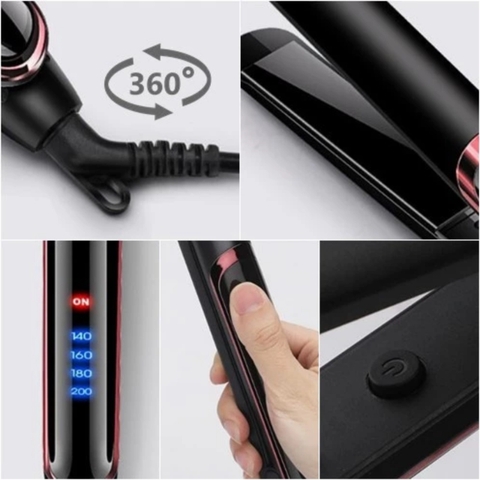 Máy ép duỗi tóc, uốn xoăn tóc cao cấp 3 trong 1 , Chất liệu gốm ngăn ngừa hư tổn tóc