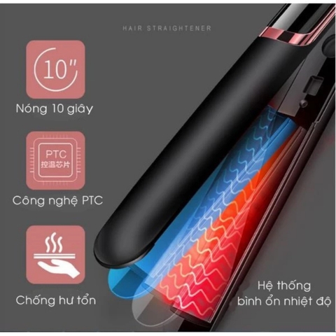 Máy ép duỗi tóc, uốn xoăn tóc cao cấp 3 trong 1 , Chất liệu gốm ngăn ngừa hư tổn tóc