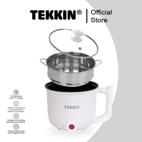 Nồi Lẩu Điện Mini Đa Năng 2 Tầng TEKKIN TI-28A 1.8L Lòng Nồi Chống Dính Lẩu Chiên Xào BH 12 Tháng