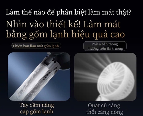 Quạt Điện Mini Cầm Tay Sò Lạnh Thân Quạt Làm Lạnh Lòng Bàn Tay TEKKIN F568 pin 4500mah dùng 10h LCD hiển thị pin