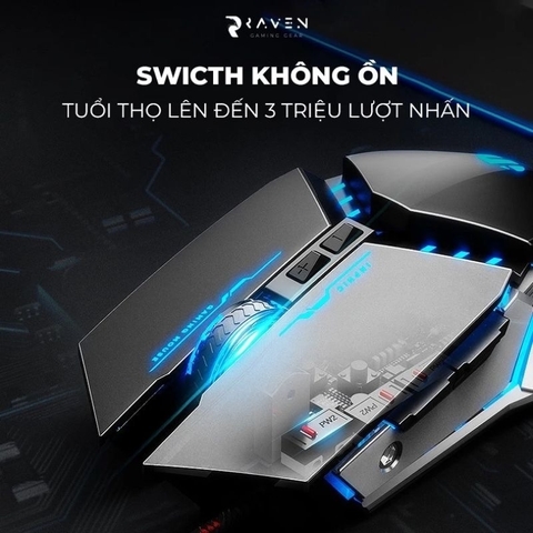 ￼Chuột gaming có dây TEKKIN INPHIC PW2 chuột chơi game máy tính LED 12 màu, khung kim loại, 4000DPI