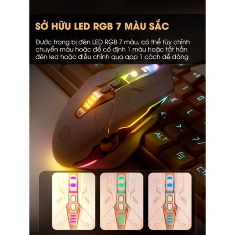 ￼Chuột máy tính gaming TEKKIN W5P màu trà sữa có dây silent LED RGB 4000 dpi cho máy tính vi tính laptop chơi game pc