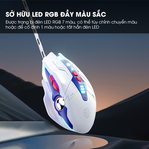 ￼Chuột gaming máy tính có dây TEKKIN INPHIC W9 GUNDAM click silent chống ồn DPI 4000 cho gamer và dân văn phòng