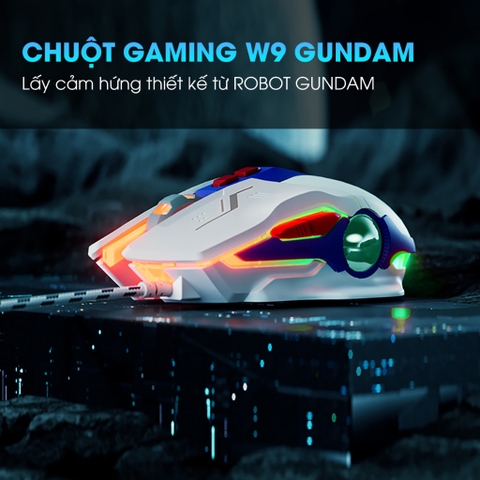 ￼Chuột gaming máy tính có dây TEKKIN INPHIC W9 GUNDAM click silent chống ồn DPI 4000 cho gamer và dân văn phòng