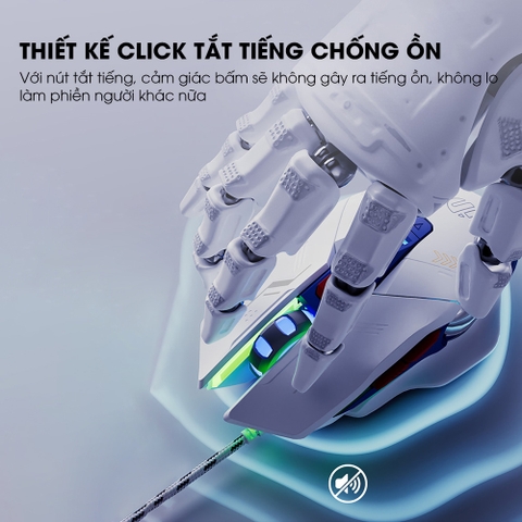 ￼Chuột gaming máy tính có dây TEKKIN INPHIC W9 GUNDAM click silent chống ồn DPI 4000 cho gamer và dân văn phòng