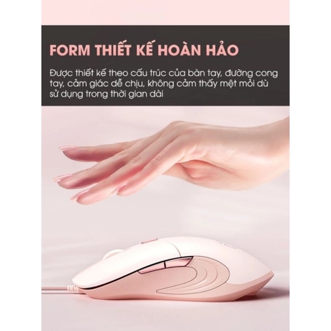 ￼Chuột máy tính có dây TEKKIN INPHIC B8 cute silent không tiếng ồn 6 nút bấm 8800 DPI gaming có app điều chỉnh game