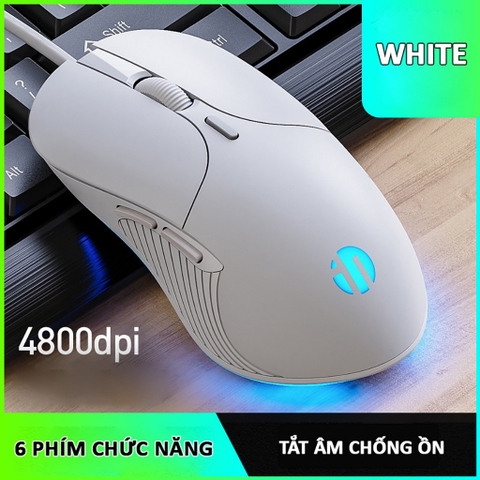 ￼Chuột máy tính có dây TEKKIN INPHIC B8 cute silent không tiếng ồn 6 nút bấm 8800 DPI gaming có app điều chỉnh game