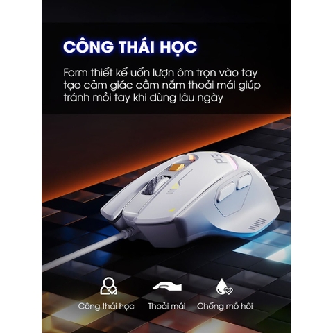 ￼Chuột gaming có dây TEKKIN INPHIC PG1 led RGB 6 nút bấm 1000hz có app chuột chơi game máy tính công thái học
