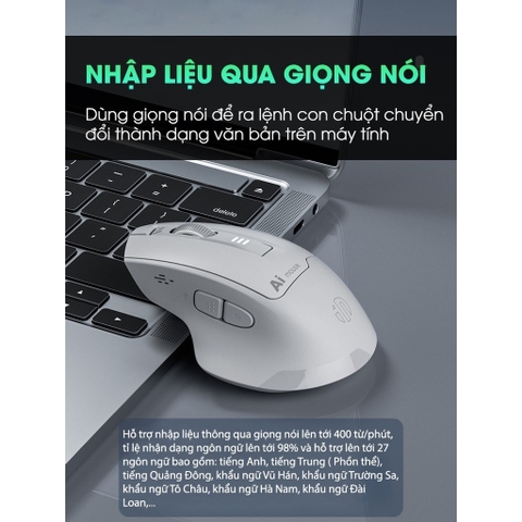 ￼Chuột máy tính không dây bluetooth TEKKIN INPHIC S6 voice ai điều khiển bằng giọng nói dịch văn bản silent chống ồn