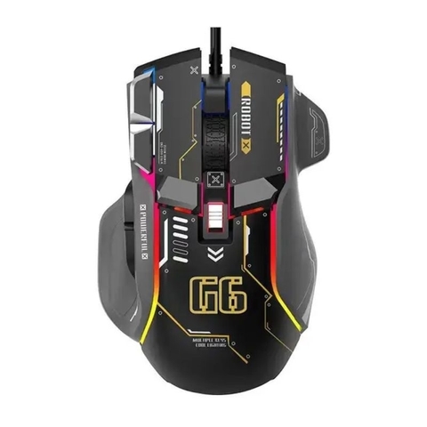 ￼Chuột gaming máy tính có dây TEKKIN G6 GUNDAM 12800 DPI có 6 nút hỗ trợ app led RGB 16 triệu màu macro