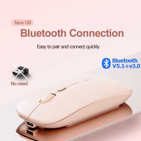 ￼Chuột bluetooth Không Dây TEKKIN INPHIC Q8 cho máy tính màu trà sữa cực đẹp