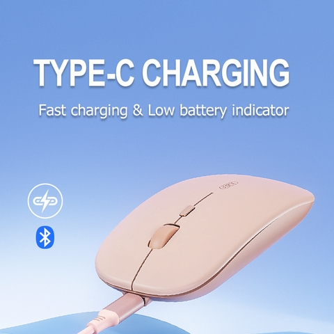 ￼Chuột bluetooth Không Dây TEKKIN INPHIC Q8 cho máy tính màu trà sữa cực đẹp