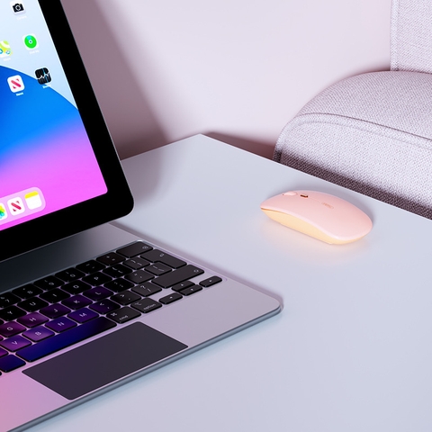 ￼Chuột bluetooth Không Dây TEKKIN INPHIC Q8 cho máy tính màu trà sữa cực đẹp