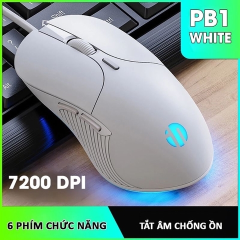 ￼Chuột máy tính chơi game TEKKIN INPHIC PB1 bản có dây DPI 4800 thiết kế công thái học phù hợp cả gaming và làm việc