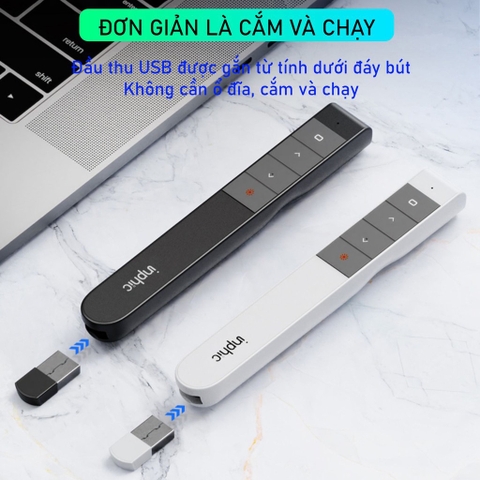 ￼Bút Trình Chiếu Powerpoint Thuyết Trình Laser TEKKIN Inphic L1P Chiếu Slide Điều khiển 2 Màn Hình Pin Sạc Xa 100m