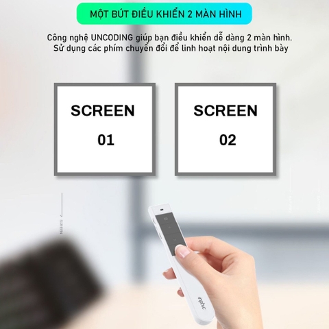 ￼Bút Trình Chiếu Powerpoint Thuyết Trình Laser TEKKIN Inphic L1P Chiếu Slide Điều khiển 2 Màn Hình Pin Sạc Xa 100m