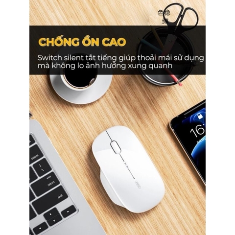 ￼Chuột máy tính không dây TEKKIN M1 II wireless 2.4G pin sạc silent chống ồn công thái học cho laptop táo pc hiển thị pin