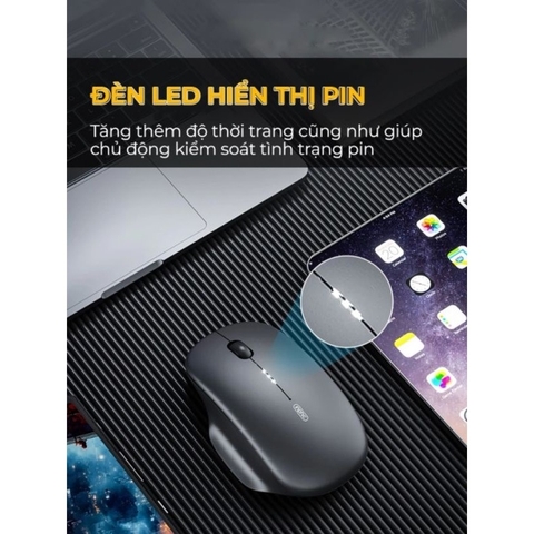 ￼Chuột máy tính không dây TEKKIN M1 II wireless 2.4G pin sạc silent chống ồn công thái học cho laptop táo pc hiển thị pin