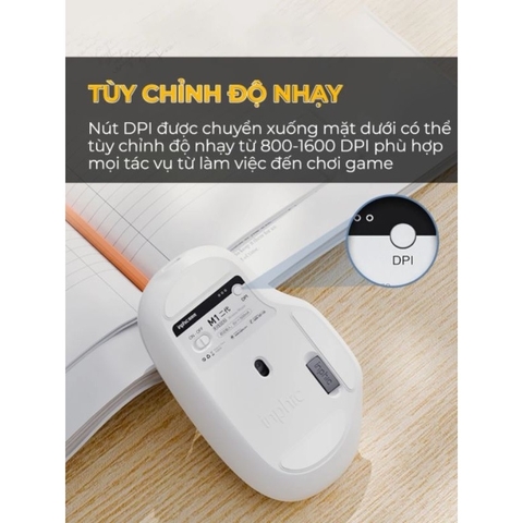 ￼Chuột máy tính không dây TEKKIN M1 II wireless 2.4G pin sạc silent chống ồn công thái học cho laptop táo pc hiển thị pin