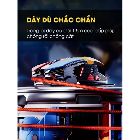 ￼Chuột máy tính gaming TEKKIN INPHIC PG6 có dây 12800 DPI 9 nút hỗ trợ macro qua app 12 chuyên game thủ led RGB