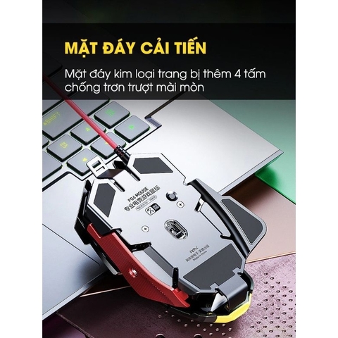 ￼Chuột máy tính gaming TEKKIN INPHIC PG6 có dây 12800 DPI 9 nút hỗ trợ macro qua app 12 chuyên game thủ led RGB