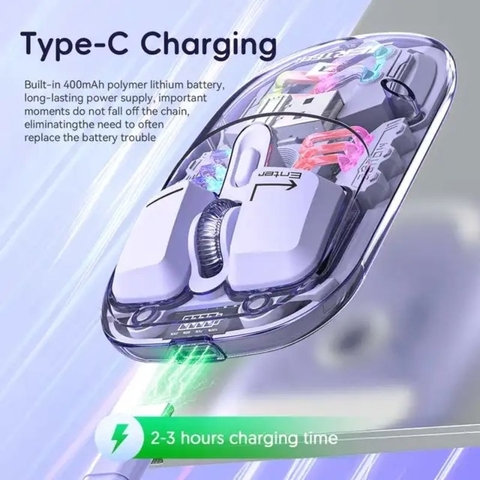 ￼Chuột bluetooth không dây cao cấp TEKKIN JERTECH WB112 thiết kế trong suốt không tháo rời