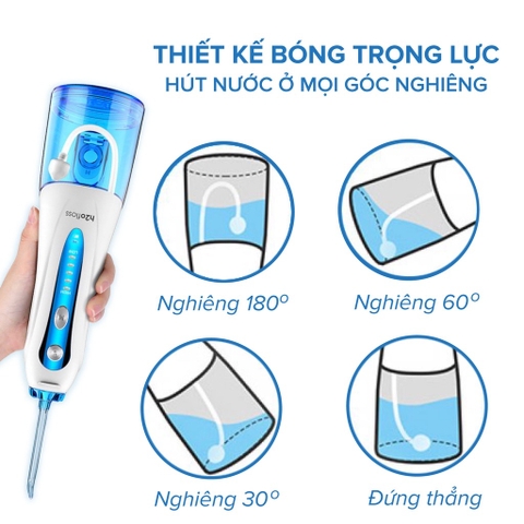 ￼Máy Tăm Nước H2oFloss Tặng Túi Vải + 7 Đầu Tăm Cải tiến công nghệ tia nước sạch X4 Lần - BH 12 tháng 1 đổi 1