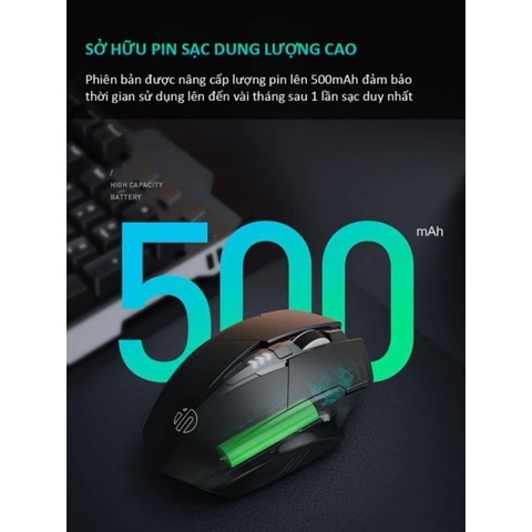 ￼Chuột gaming không dây sạc pin TEKKIN INPHIC PM6 cho game thủ chơi game chuyên nghiệp kết nối Wireless 2.4G